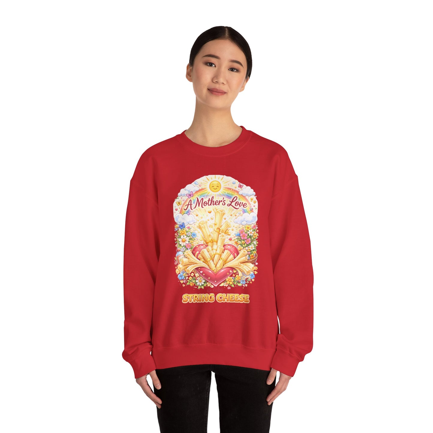 Crewneck Sweatshirt — "A Mother's Love is Like String Cheese" Floral Mother's Day Gift