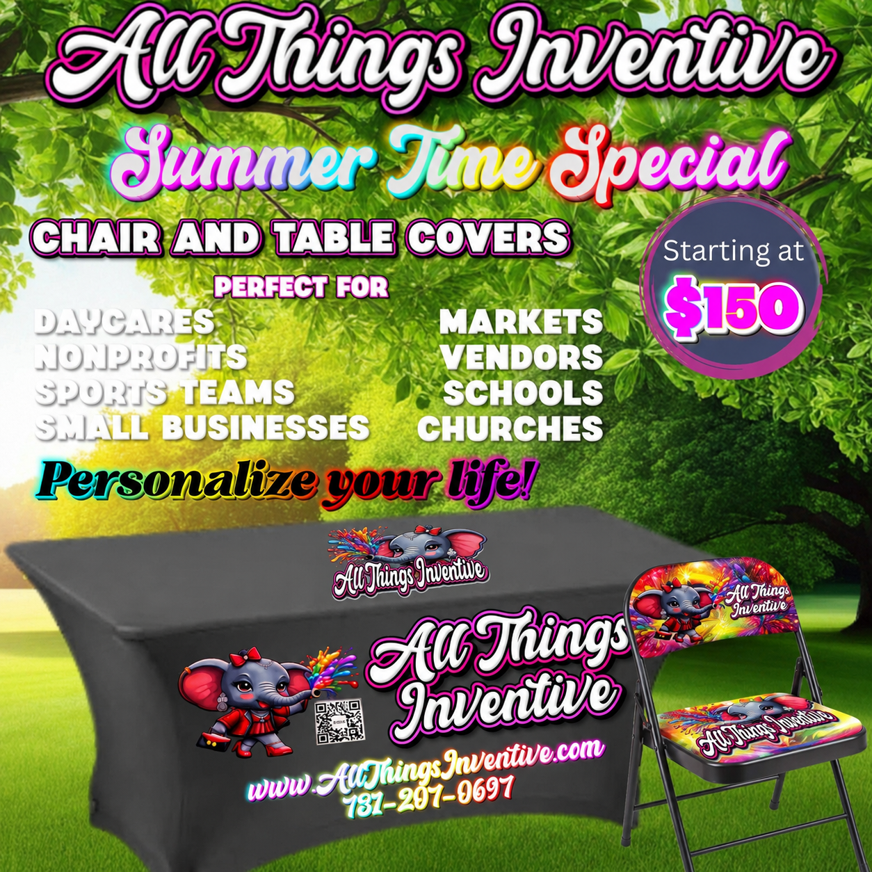 Premium Business Branding Set – Custom Table Cover & Chair Covers
